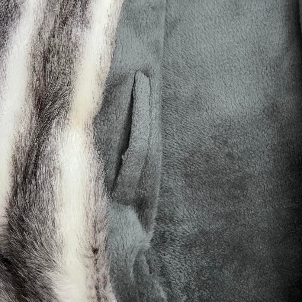 Vintage 90s Hud Black White & Gray Faux Fur Coat - Size L - Picture 6 of 6